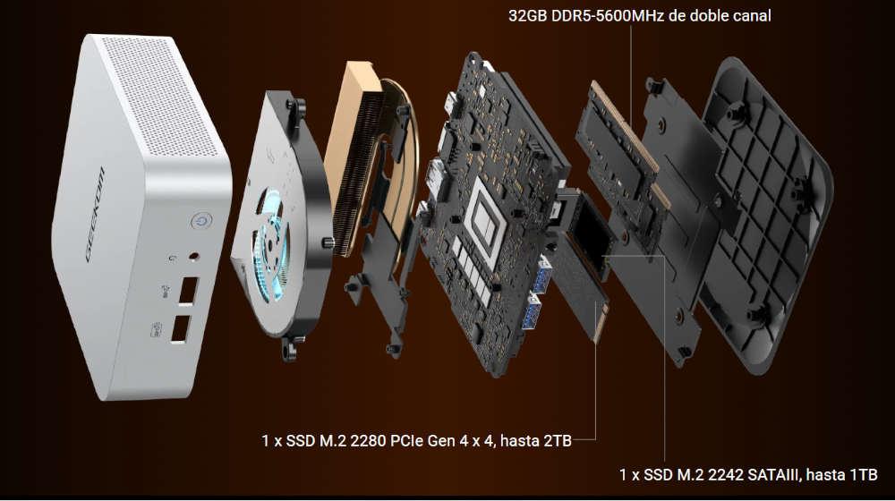 Imagen de los componentes del GEEKOM A7