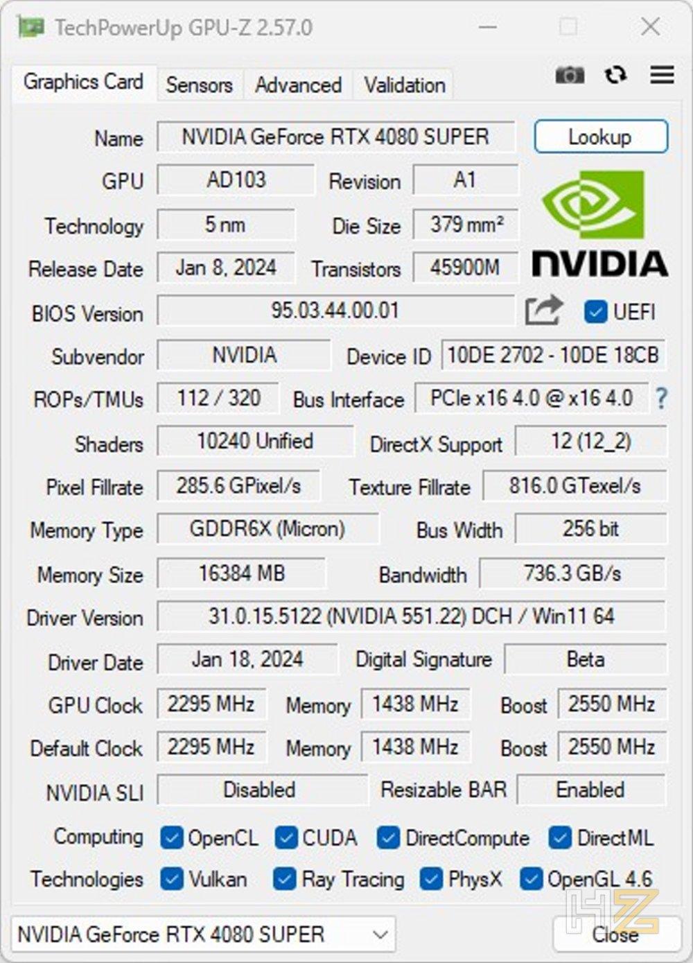 GPU-Z RTX 4080 SUPER