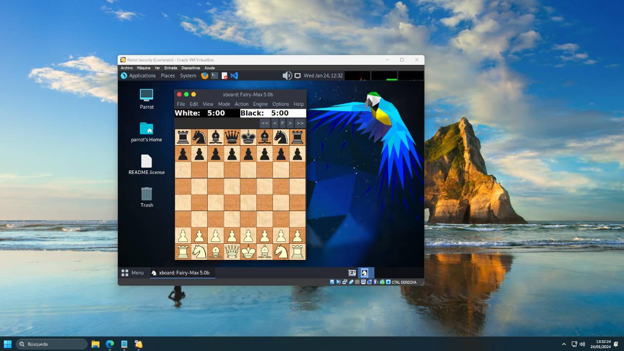 Imagen de Windows 11 ejecutando Parrot Security en VM