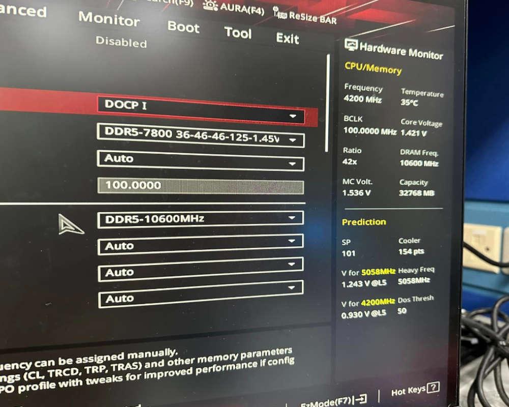 DDR5 overclock a 10600