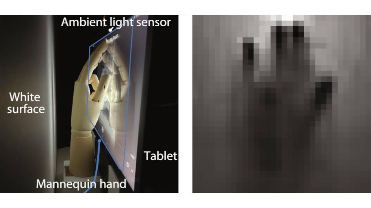 Imagen de como un sensor de luz capta una mano