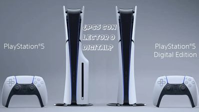 Imagen de una PS5 con lector y una slim