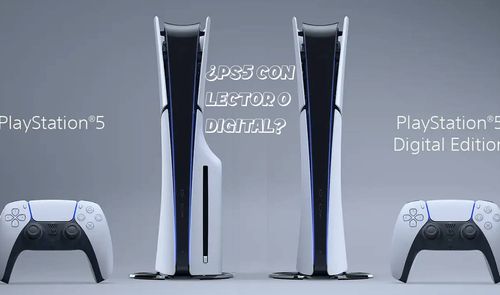 Imagen de una PS5 con lector y una slim