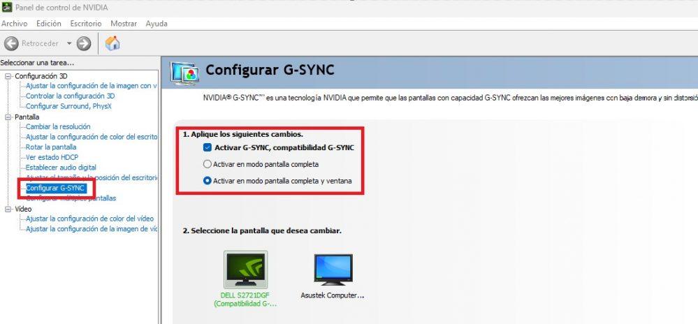 Activar G-SYNC configuración monitor