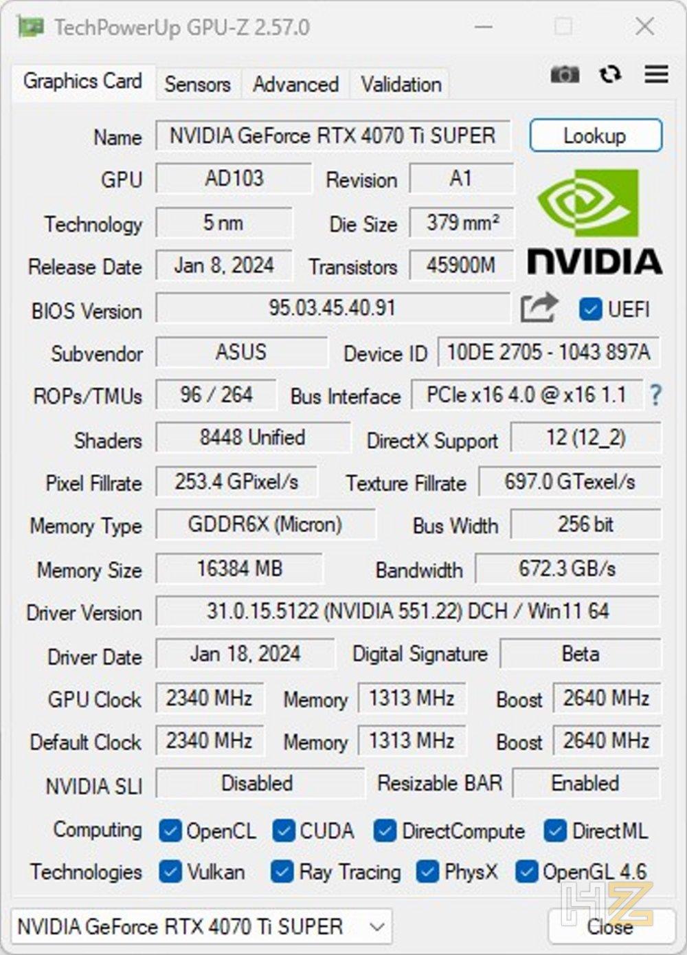 Captura GPU-Z RTX 4070 Ti SUPER
