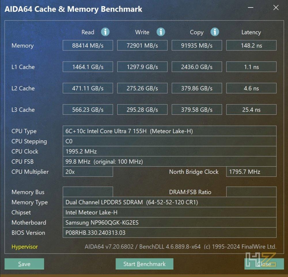Benchmark Aida64 Intel Core Ultra 7 155H