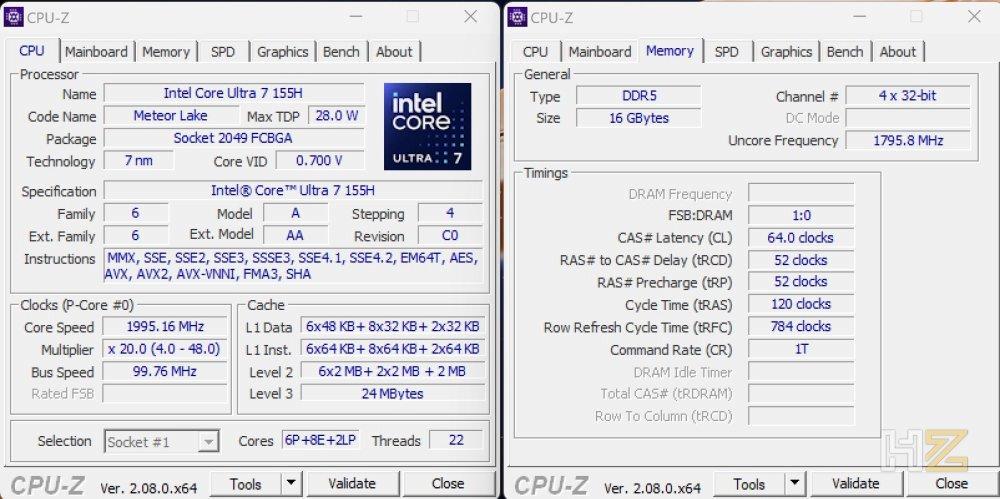 Captura CPU-Z portátil Samsung