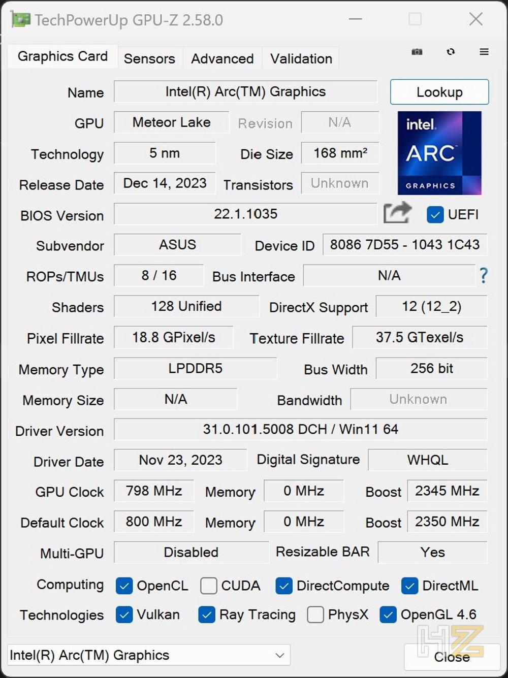 GPU-Z portátil ASUS