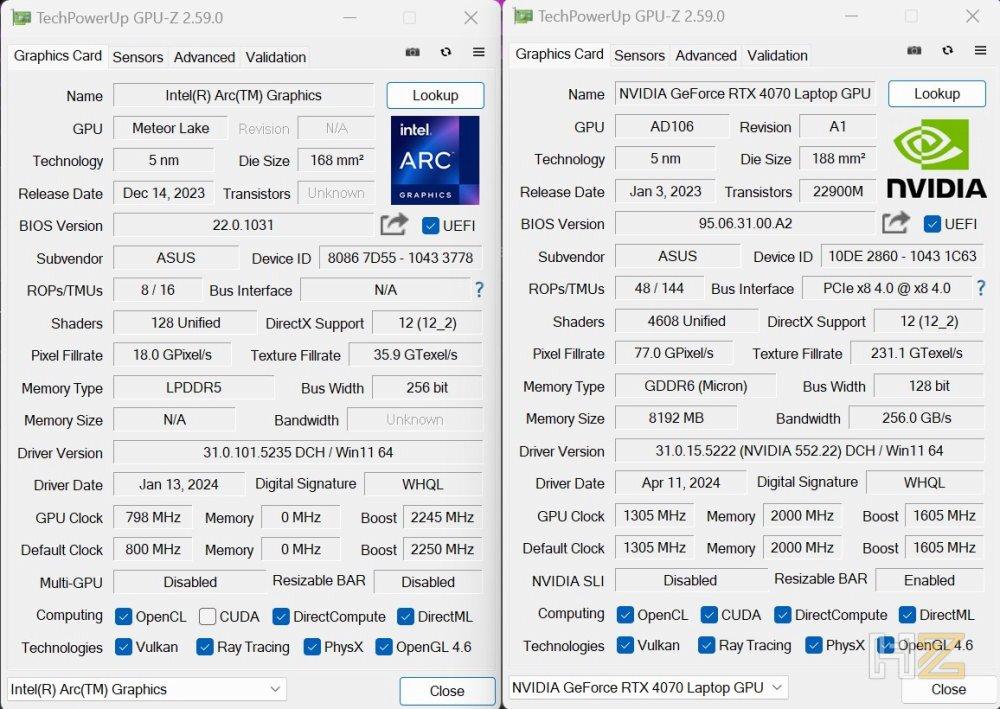 Captura GPU-Z portátil ASUS