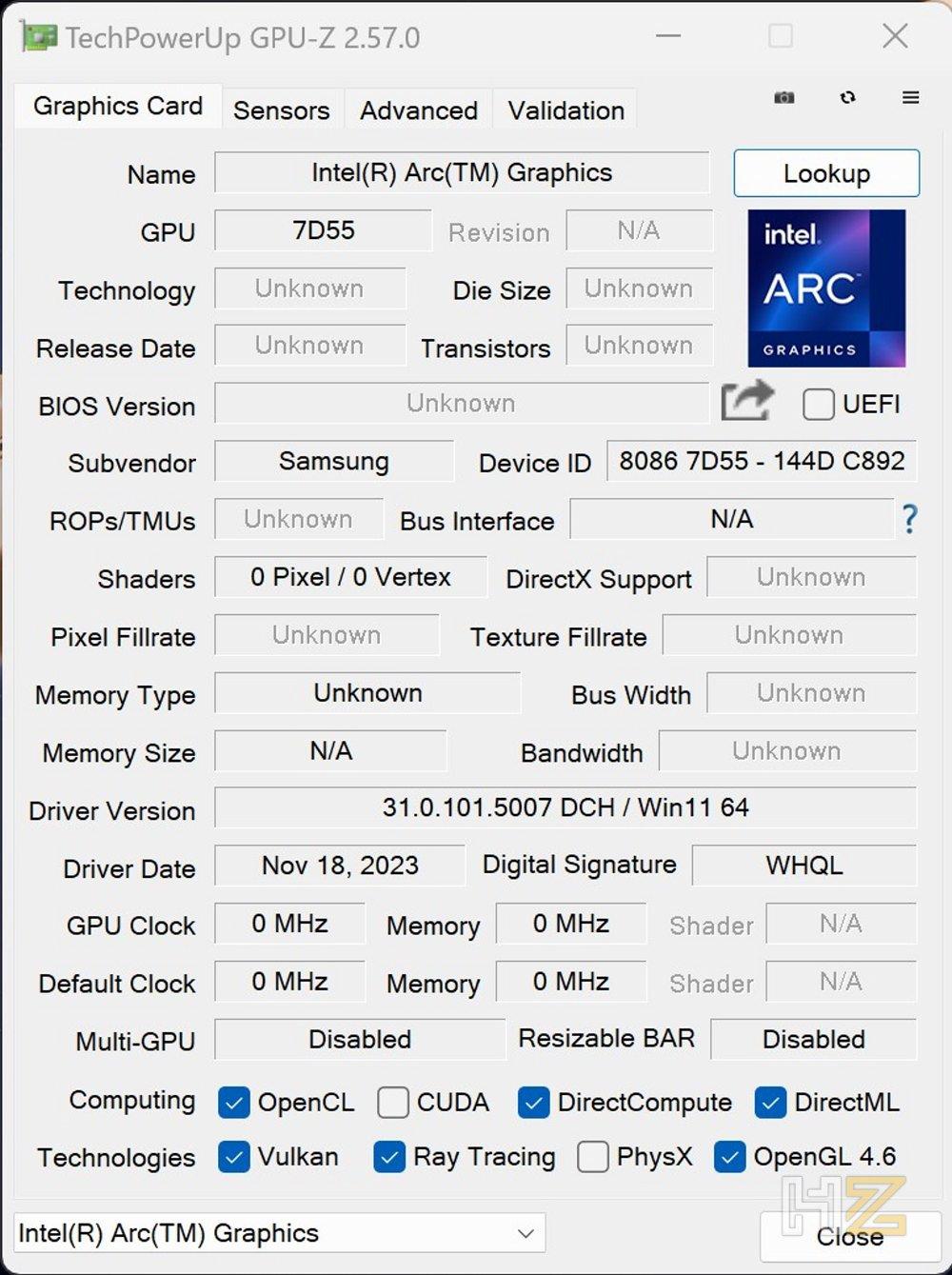 GPU-Z Samsung Galaxy Book4 Pro 360