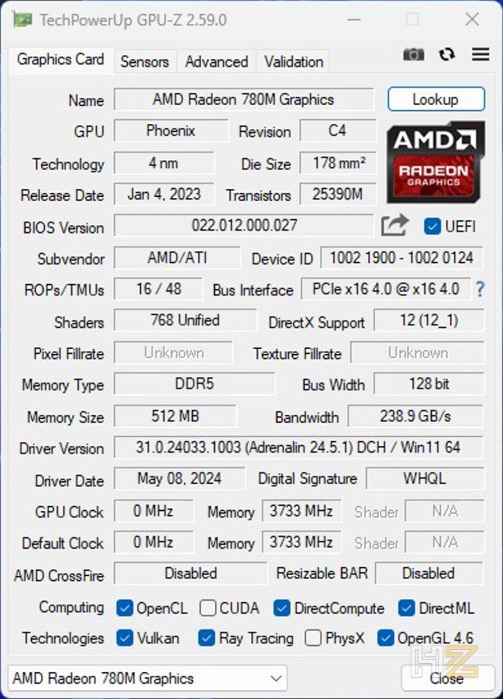 GPU-Z Geekom A8
