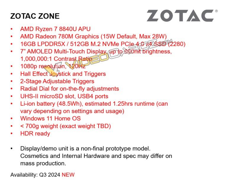especificaciones consola zotac zone
