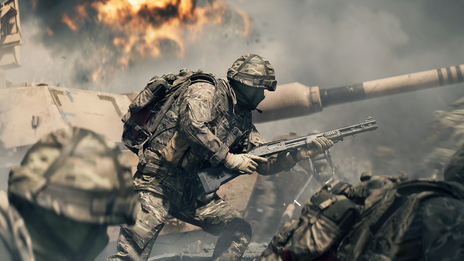Soldado de Battlefield 6 equipado con la escopeta M87A1, una de las armas que recibirá un ajuste de balance en su lanzamiento oficial.