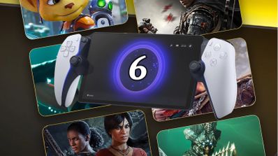 Imagen conceptual de la videoconsola PlayStation 6 Portable con un diseño ergonómico en color blanco, mostrando la interfaz de juego en su pantalla panorámica.