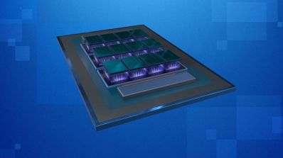 Renderizado de un procesador de Intel que utiliza la tecnología 18A de la compañía.