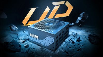 Fuente de alimentación modular Gigabyte UD850GM 850W con certificación 80 PLUS Gold y un ventilador visible.