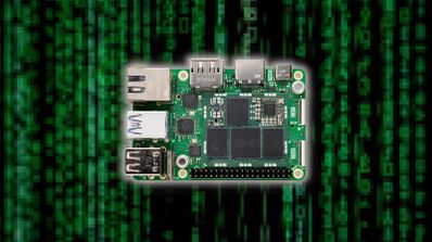 Placa de desarrollo GenioBoard con su procesador MediaTek, puertos de conectividad y conector de 40 pines compatible con Raspberry Pi HAT.