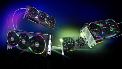 Cuatro tarjetas gráficas PNY GeForce RTX apiladas, mostrando sus disipadores y ventiladores, como ejemplo de componentes para una configuración multi-GPU.