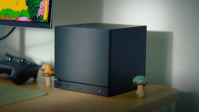 Vista frontal de la Steam Machine 2025