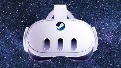 Imagen de las Meta Quest 3 con el logo de Steam representando en qué mercado competirá Steam Frame.