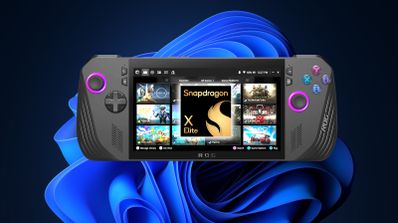 Chip de un procesador Qualcomm Snapdragon X Elite sobre una placa de circuito, ilustrando la arquitectura ARM para el hardware de gaming portátil.