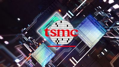 Logo de TSMC sobre una serie de chips utilizados en componentes avanzados.