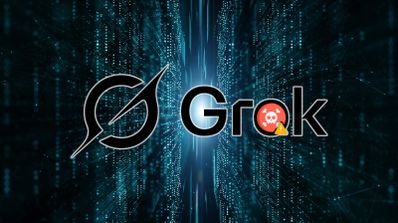 Logo oficial de la inteligencia artificial Grok de xAI, propiedad de Elon Musk, sobre un fondo de circuitos electrónicos, en el contexto de la noticia sobre su polémica de edición de imágenes.