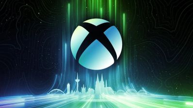 Logo de Xbox sobre ciudad virtual