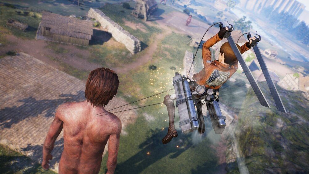Una escena de batalla en Attack on Titan 3