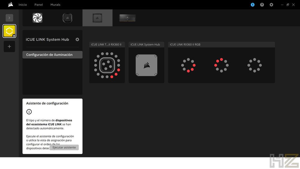Panel de configuración de iluminación en el software iCUE 5 para dispositivos Corsair iCUE LINK.