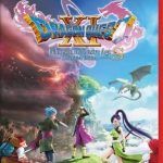 Logotipo oficial del videojuego Dragon Quest XI S: Ecos de un pasado perdido - Edición definitiva sobre un fondo azul.