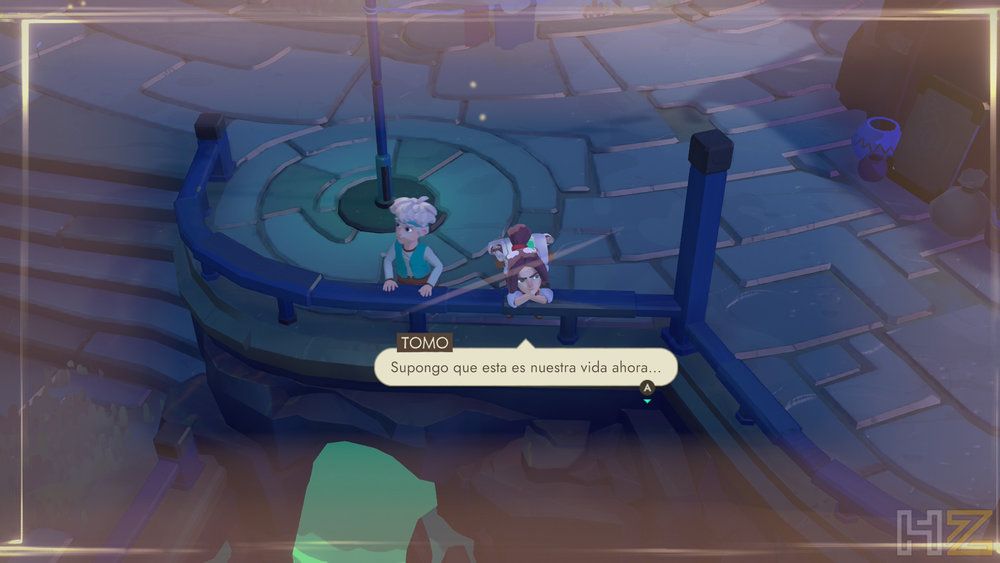 Logotipo de Moonlighter 2: The Endless Vault sobre una captura del mundo del juego con perspectiva isométrica.