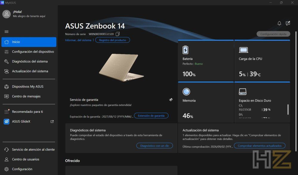 MyASUS temperatura