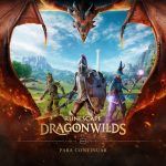 Tres personajes de Runescape, un guerrero, un mago y un explorador, frente a un paisaje natural enmarcado por las alas de un dragón.