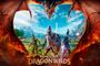 Tres personajes de Runescape, un guerrero, un mago y un explorador, frente a un paisaje natural enmarcado por las alas de un dragón.
