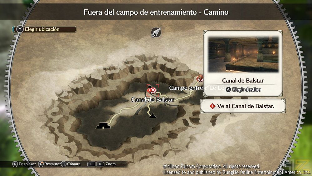 Mapa de viaje rápido en Trails In The Sky the 2nd Chapter mostrando el Canal de Balstar.