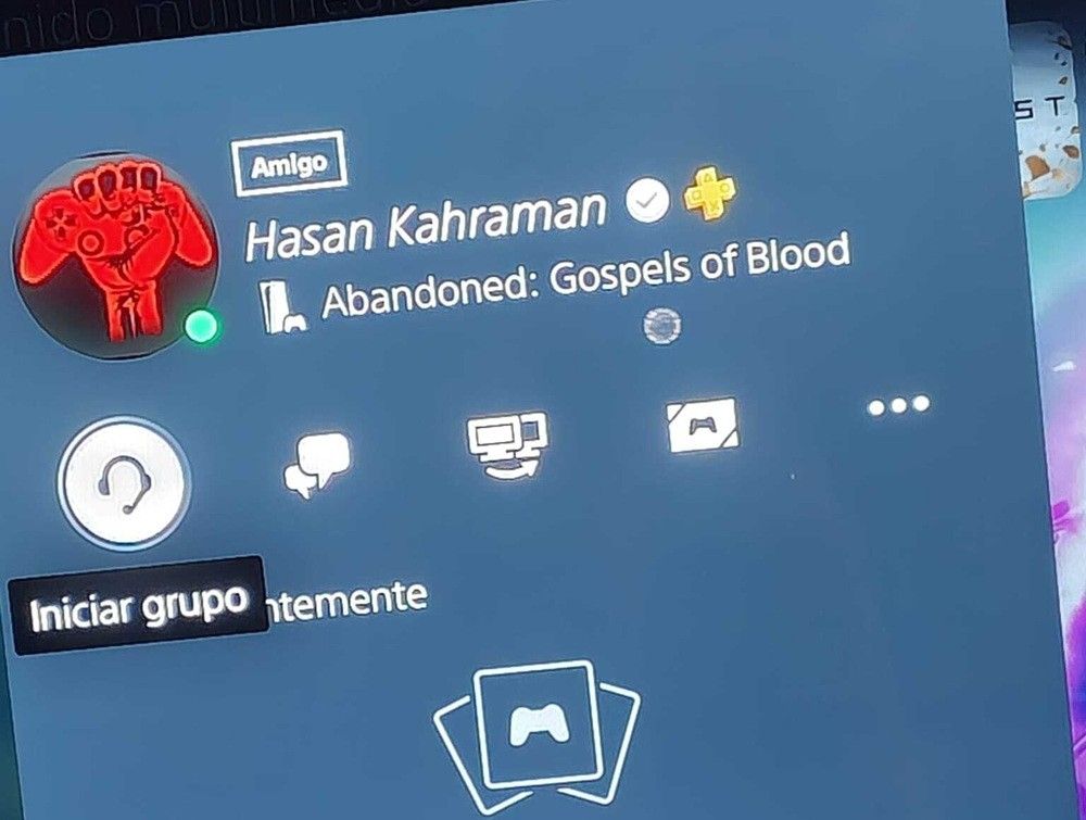 Interfaz de PlayStation Network mostrando el perfil de Hasan Kahraman en estado conectado.