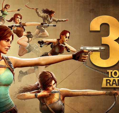 Composición de las distintas versiones de Lara Croft en la saga Tomb Raider con motivo del 30 aniversario.