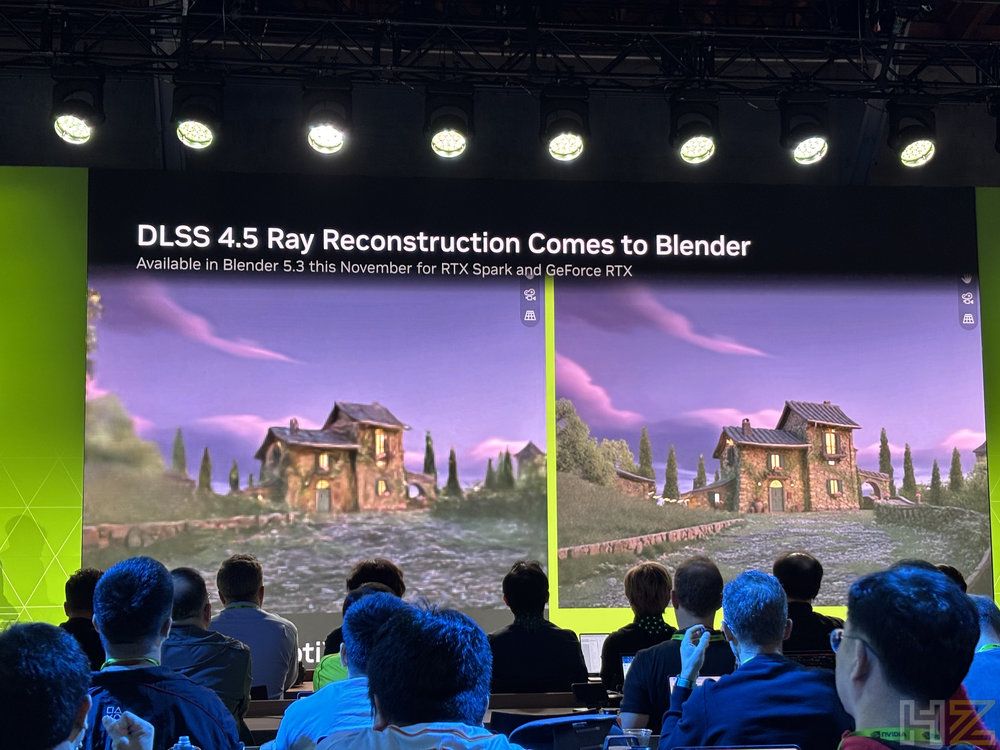 Presentación de NVIDIA SPARK en San Francisco sobre la llegada de DLSS 4.5 Ray Reconstruction a Blender.