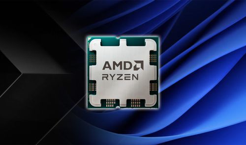 Procesador AMD Ryzen con arquitectura Zen 6 sobre un fondo abstracto azul y negro.