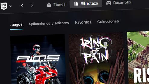 Interfaz de la biblioteca de juegos en la aplicación de escritorio de Epic Games Store.