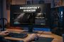Usuario frente a un monitor curvo que muestra ofertas y promociones de Steam en un entorno gaming con torre de PC e iluminación tenue.