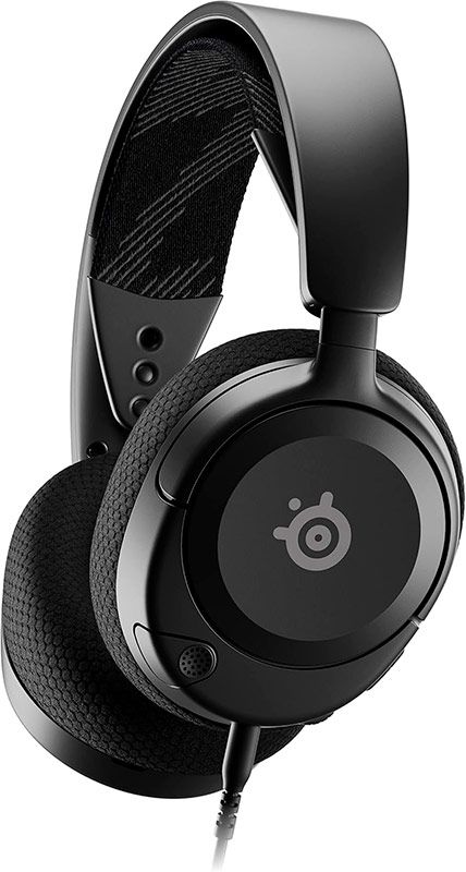 Auriculares de diadema negros con banda interior elástica y logotipo circular en el lateral.