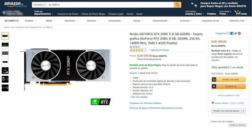 NVIDIA RTX 2080 Ti oferta Amazon d18